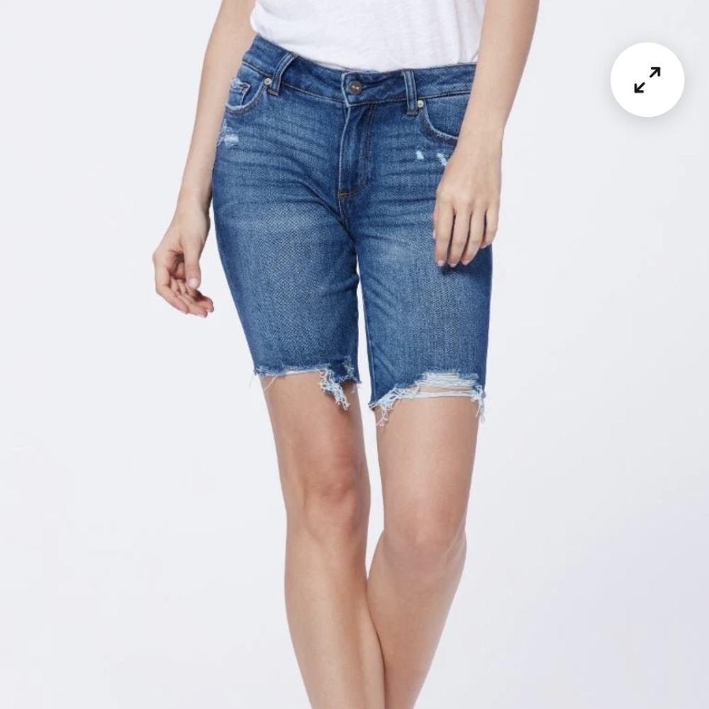 Paige Jax Cut Off Denim Shorts in Alvarado
